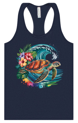 Sea Turtle in the Waves Women's Racerback Tank