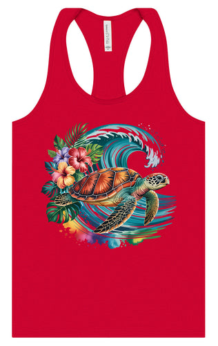 Sea Turtle in the Waves Women's Racerback Tank