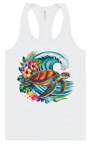 Sea Turtle in the Waves Women's Racerback Tank