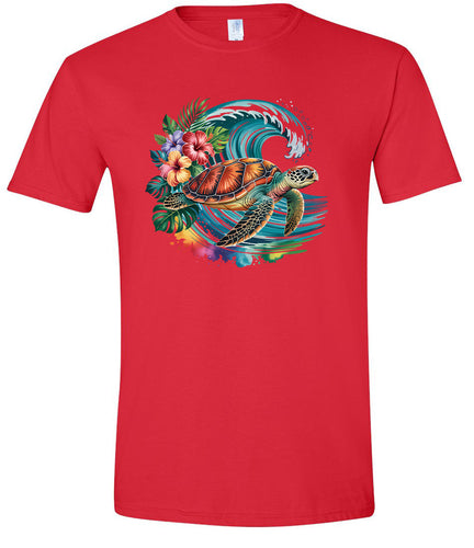 Sea Turtle in the Waves Adult Gildan Soft Shirt