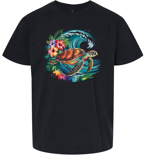 Sea Turtle in the Waves Children's Gildan Soft Shirt