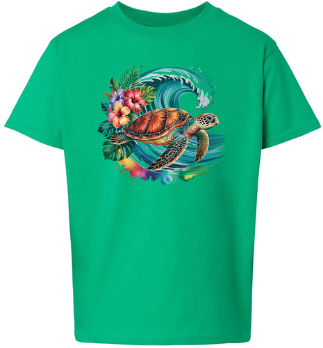 Sea Turtle in the Waves Children's Gildan Soft Shirt