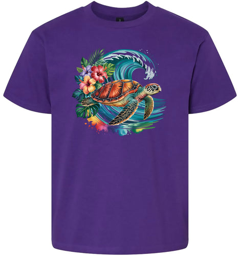 Sea Turtle in the Waves Children's Gildan Soft Shirt