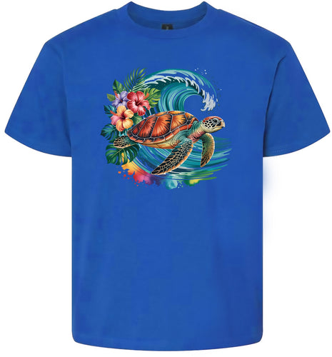 Sea Turtle in the Waves Children's Gildan Soft Shirt