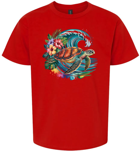 Sea Turtle in the Waves Children's Gildan Soft Shirt