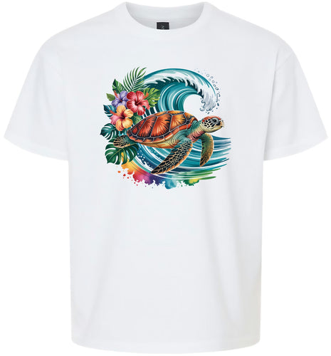 Sea Turtle in the Waves Children's Gildan Soft Shirt