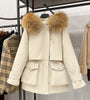 Large Natural Raccoon Fox Fur Hooded Winter Down Coat