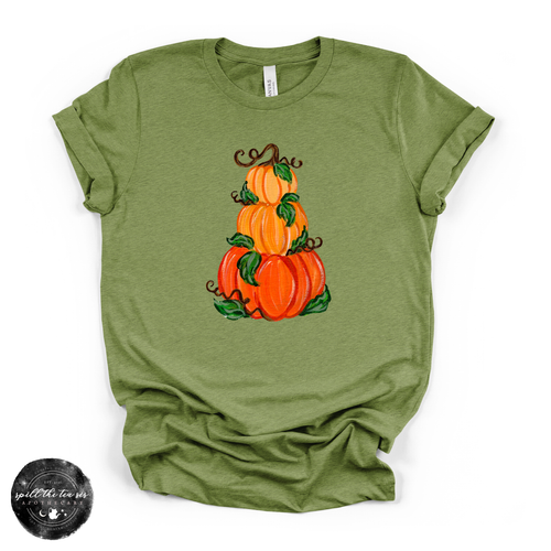 Pumpkin Trio Stack Tee | Vintage Autumn Pumpkin Graphic T-Shirt