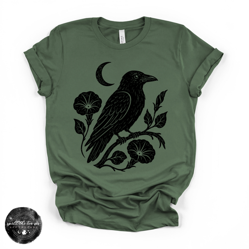 Crow Silhouette Tee | Gothic Nature Bird Graphic T-Shirt
