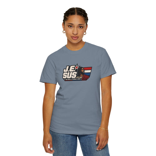 Jesus Retro Graphic T-Shirt — “J.E.SUS The  Real Eternal Hero” Christian Vintage Tee