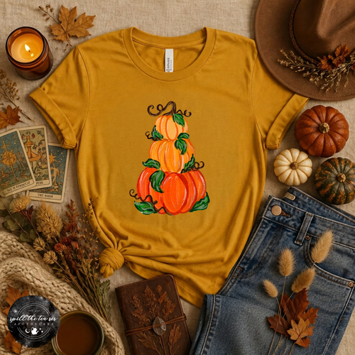 Pumpkin Trio Stack Tee | Vintage Autumn Pumpkin Graphic T-Shirt