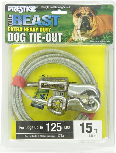 Boss Pet Edge Tie-Out Cable XL Dogs Up to 125lb 15ft Twin Swivel Spring