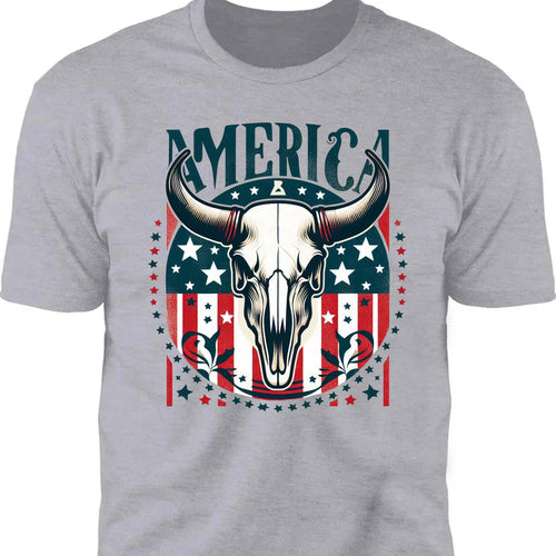 America Cow Skull 4th Of July Flag Shirt | Fourth Of July T-Shirt | Patriotic Flag Shirt | Independence Day Tee 682305