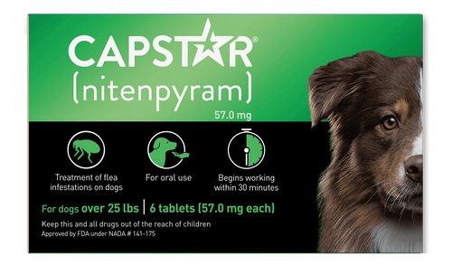 Capstar Flea Tablets Oral Treatment for Dogs 25.1-125 lb 6 Doses Fast Acting