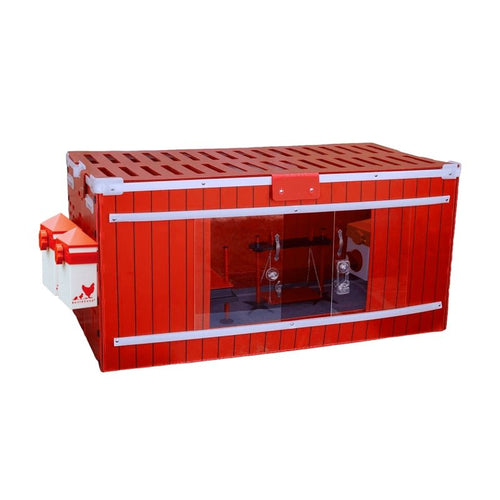RentACoop Big Red Barn Chick Brooder Set | Durable, Lightweight, easy-clean, multipurpose | With Heating Plate, Feeder, Waterer, Absorbent Hatchling Liners, Jute Liners, LED Light, Security Latch