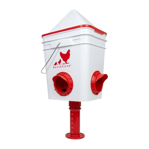RentACoop 25lb BPA-Free Chicken Feeder with 4 Large Ports and Adjustable Stand - Center Placement