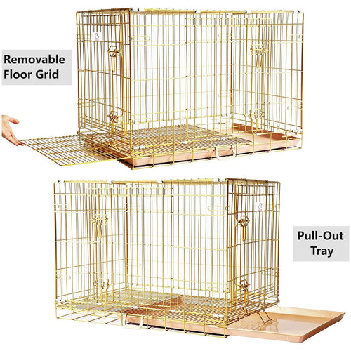 24-42 Collapsible Copper Gold Dog Crate GLD24-42