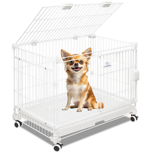 24-30 White Metal Wire Dog Crate DLS2402/DLS3002