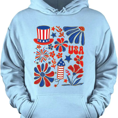 Retro America Coquette Shirt | Floral 4th Of July T-Shirt | Vintage USA Shirt | Land Of The Free Shirt | Independence Day Shirt 682323