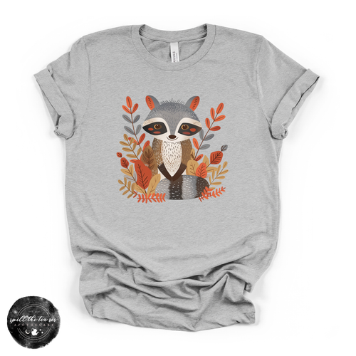 Fall Cartoon Raccoon Tee | Cute Autumn Trash Panda Graphic T-Shirt