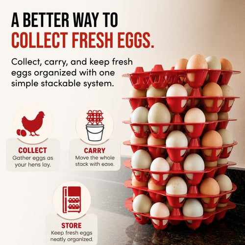 RentACoop Seven (7) Pack Stackable Egg Collection Trays With Two Metal Hanging Clips