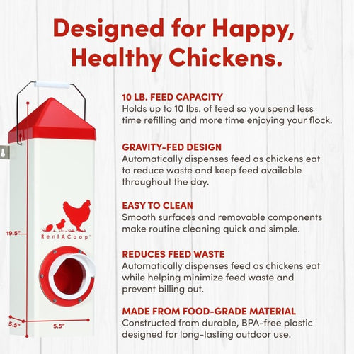 RentACoop 10lb High Rise BPA-Free Single-Port Chicken Feeder