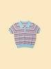 Pet & Me Spring Summer Blue Ocean Crochet Short Sleeve Polo Shirt