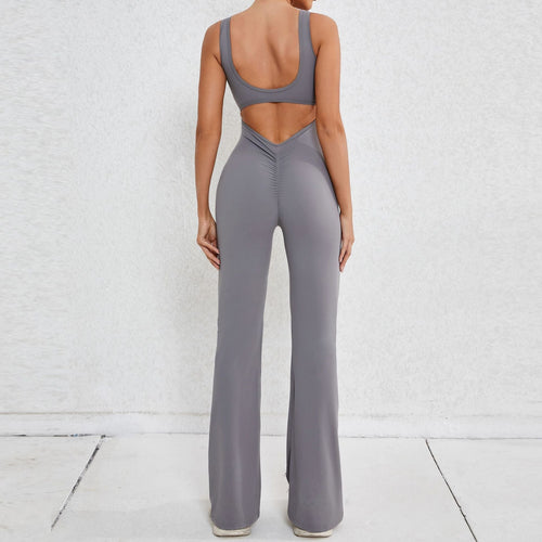 Hollow-out Beauty Back Sports Workout Clothes Jumpsuit