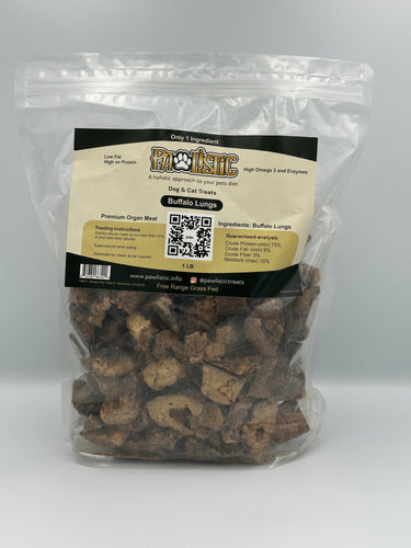 Pawlistic Water Buffalo Lung Chews for Dogs and Cats - Single Ingridient, Long-Lasting, High Protein, Low Fat