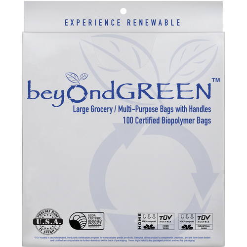 Plant-Based Large Food Safe Multi-Purpose Bags with Handles – 100 Bags