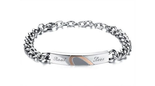 Fashion Love Black Rose Gold Peach Heart Couple Bracelet