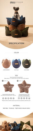 OULU X PEHOM - CUDDLE PET PILLOW BED- Navy Blue / Olive Green / Canyon Brown