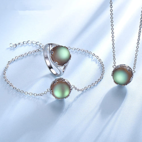 Moonstone Forest Personalized Elegant Ring Bracelet Three-piece Jewelry