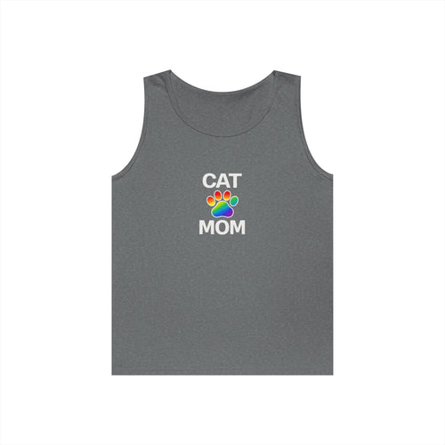 Pride Cat Mom Unisex Heavy Cotton Tank Top (8 Colors)
