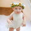 White embroidered lace tie