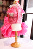 Elegant Hot Pink Lace Dog Party Dress