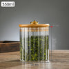 Wooden Lidded Striped Tea And Snacks Storage Jar