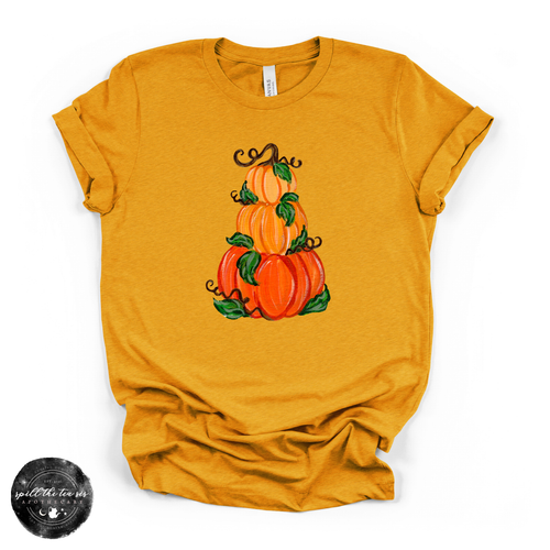 Pumpkin Trio Stack Tee | Vintage Autumn Pumpkin Graphic T-Shirt
