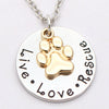 Pet Lover Dog Paw Necklace or Keychain Live · Love · Rescue