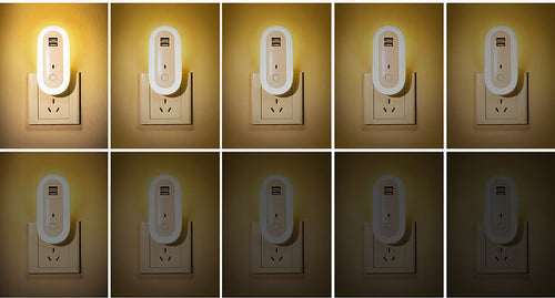 Oval Small Night Lamp With Dual USB Charging Port Remote Control Timing Plug-in Wall
