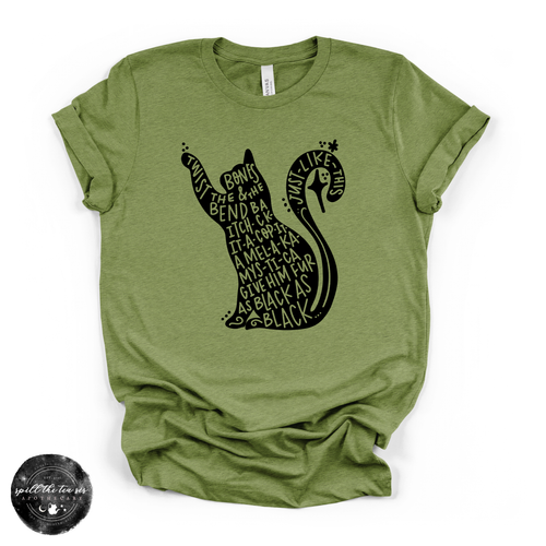 Black Cat Spell Hocus Pocus Tee | Witchy Halloween Cat Graphic T-Shirt