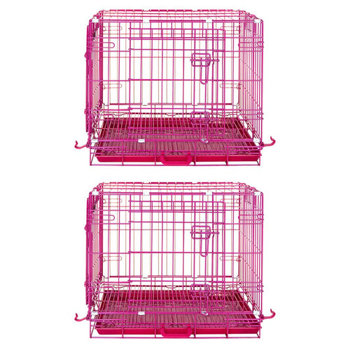 24-42 Collapsible Pink Dog Crate RED24-42