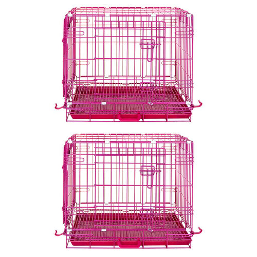 24-42 Collapsible Pink Dog Crate RED24-42