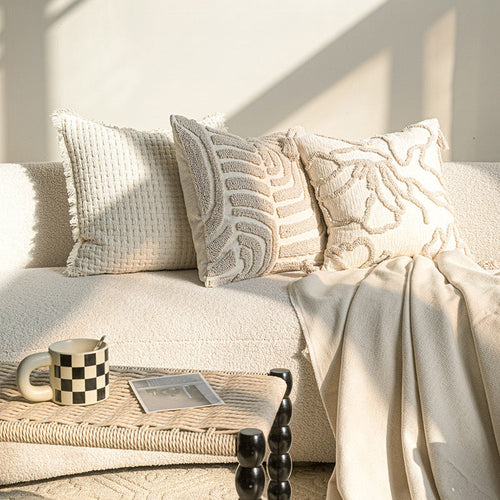 Sofa Throw Pillowcase Cream Color Three-dimensional Embroidery