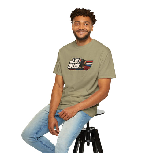 Jesus Retro Graphic T-Shirt — “J.E.SUS The  Real Eternal Hero” Christian Vintage Tee