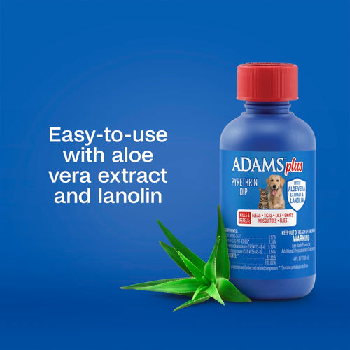 Adams Plus Pyrethrin Dip for Dogs Cats Puppies Kittens 4 oz.