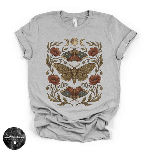 Harvest Moon Moth Tee | Celestial Botanical Moth Graphic T-Shirt