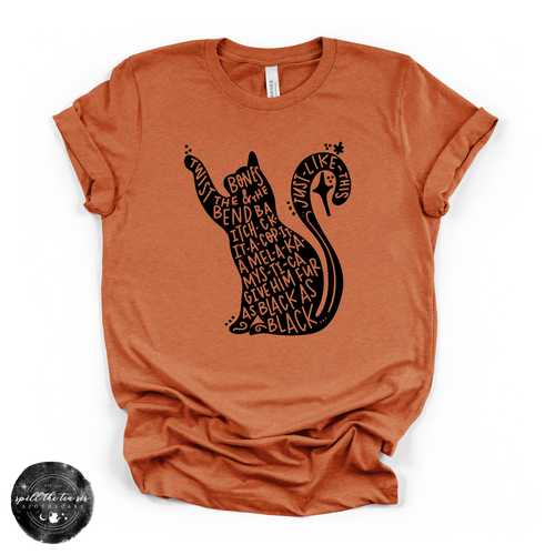 Black Cat Spell Hocus Pocus Tee | Witchy Halloween Cat Graphic T-Shirt