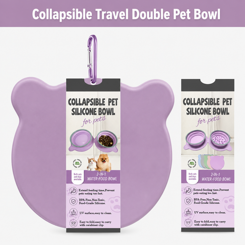 Collapsible Travel Double Pet Bowl