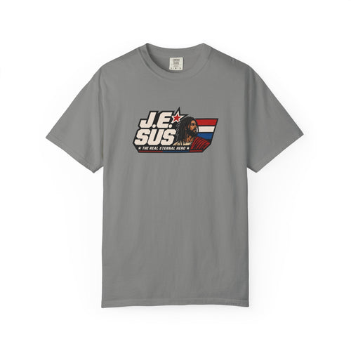 Jesus Retro Graphic T-Shirt — “J.E.SUS The  Real Eternal Hero” Christian Vintage Tee